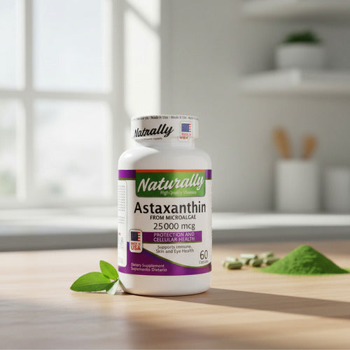 Astaxantina Naturally 25000mcg | Antioxidante Potente, Piel y Ojos – 60 Cápsulas