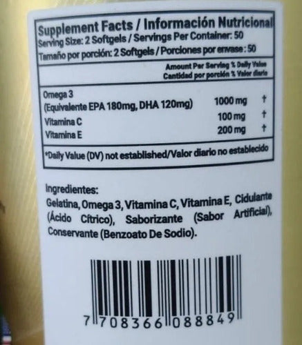 Omega 3 Natural Softgels Greensofg | Aceite de Pescado DHA+EPA Sin Gluten – 100 Cáp