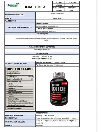 Nitric Oxide Potenciador Booster Crecimiento Muscular Pack 2