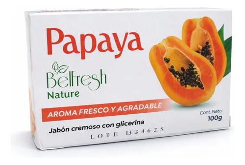 Jabón Barra Belfresh Papaya Hipoalergénico Vegano Hidratante Cuerpo