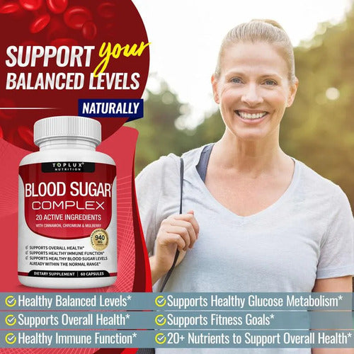 Toplux Blood Sugar Complex 240 Cápsulas | Control Natural de Azúcar en Sangre