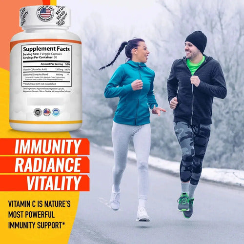 Vitamina C Liposomal De 90 Capsulas Uñas, Piel, Cartilago Sin Sabor
