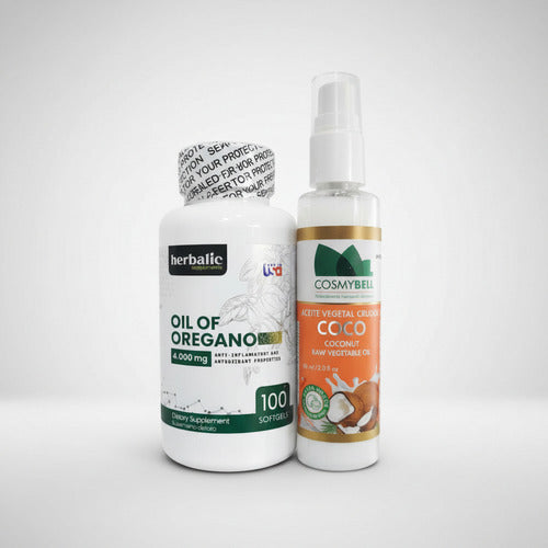 Pack Aceite de Coco 60ml + Aceite Orégano 4000mg Herbalic | Antibiótico Natural