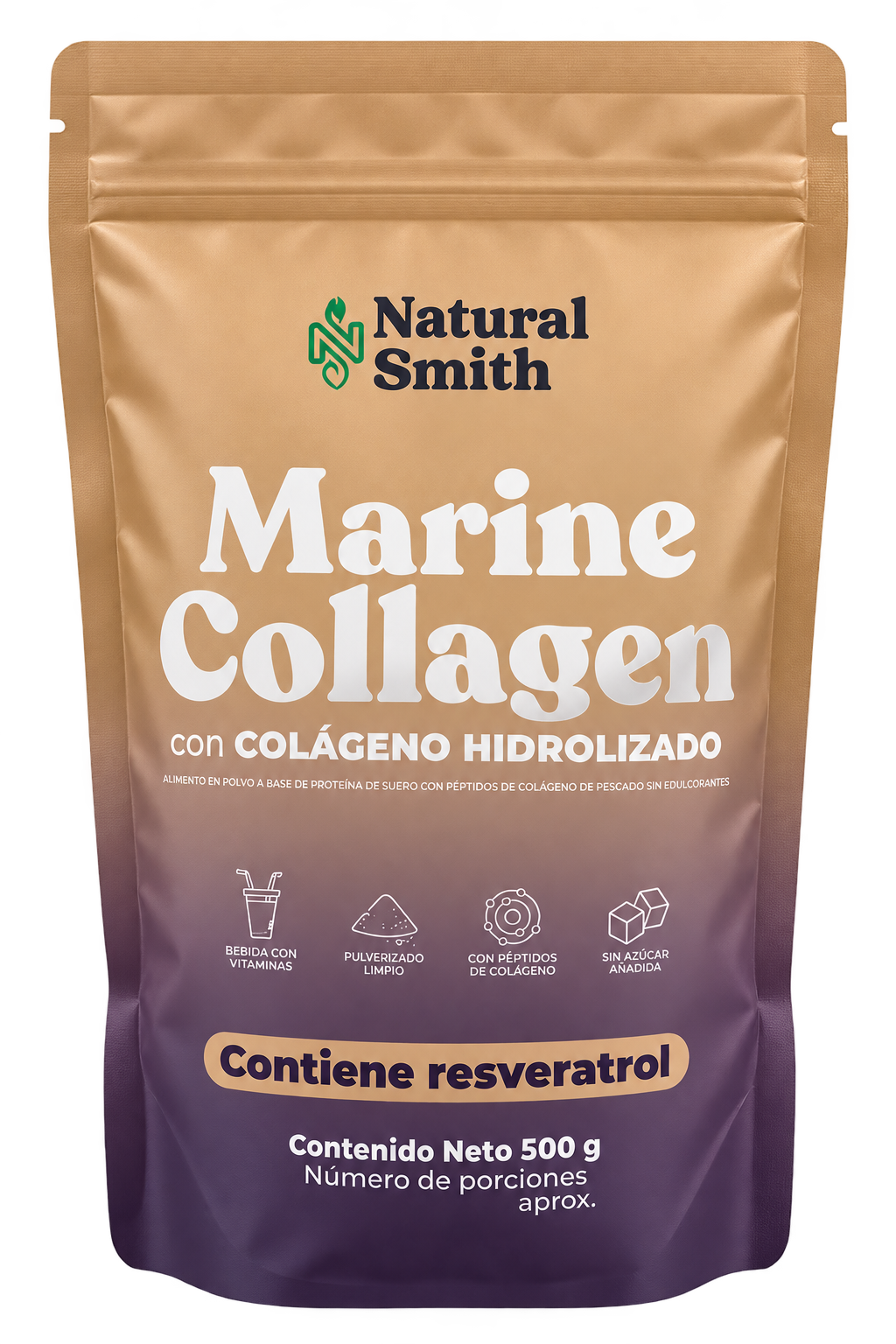 Marine Collagen NaturalSmith, envase de 500 g — guía de colágeno