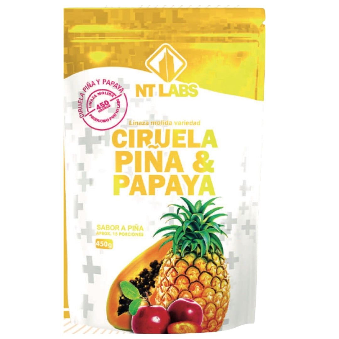 Linaza molida ciruela, piña y papaya NT Labs 450 g — SKU 000113