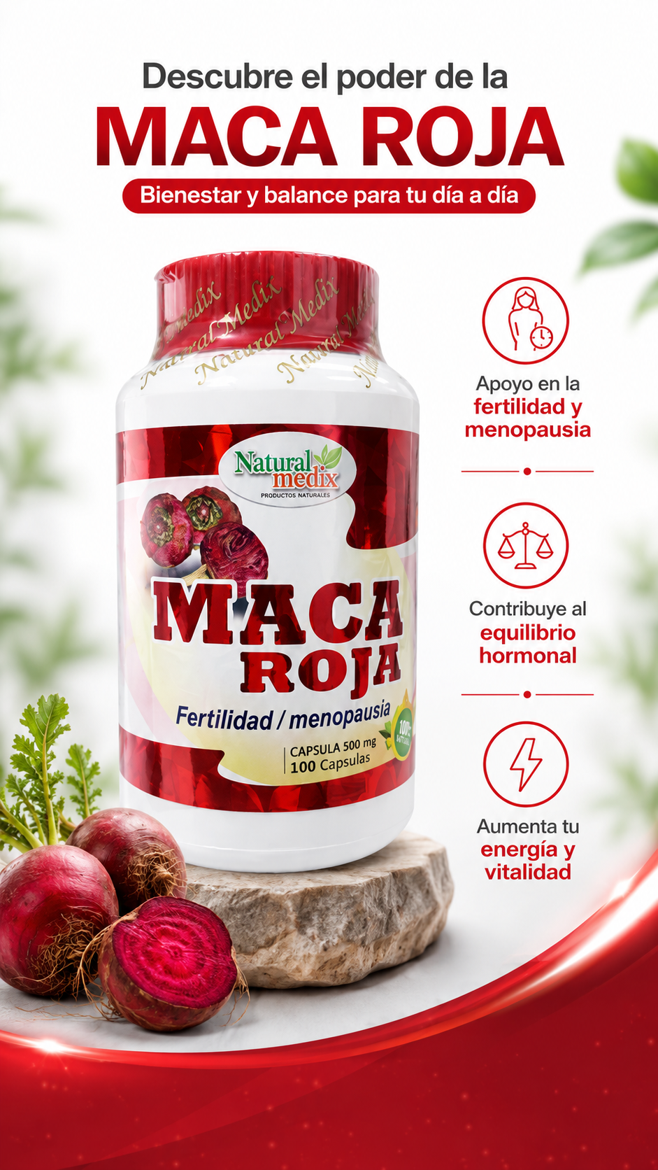 MACA ROJA X100 CAPS. NATURAL MEDIX ia_2