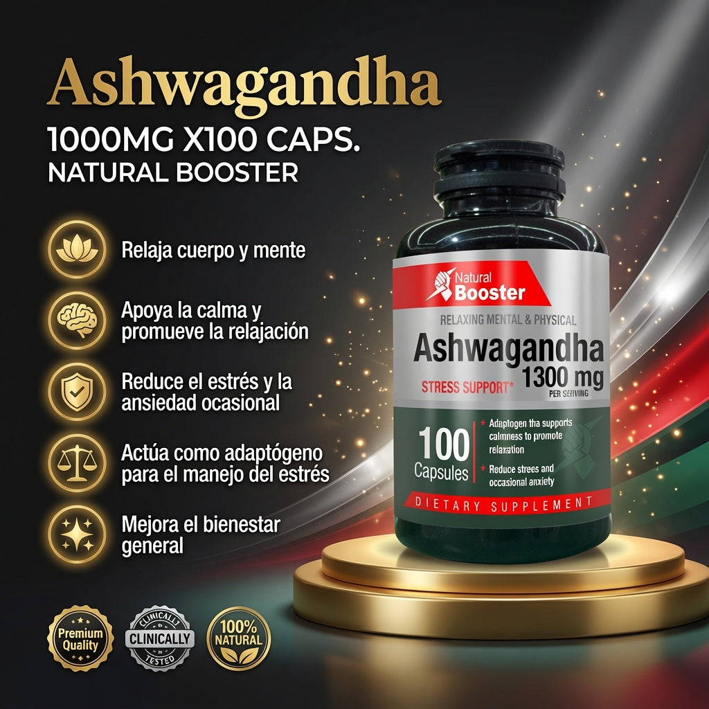 ASHWAGANDHA 1000MG X100 CAPS. NATURAL BOOSTER ia_2