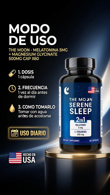 MELATONINA 5MG + MAGNESIUM GLYCINATE 500MG CAP X60 THE MOON ia_4