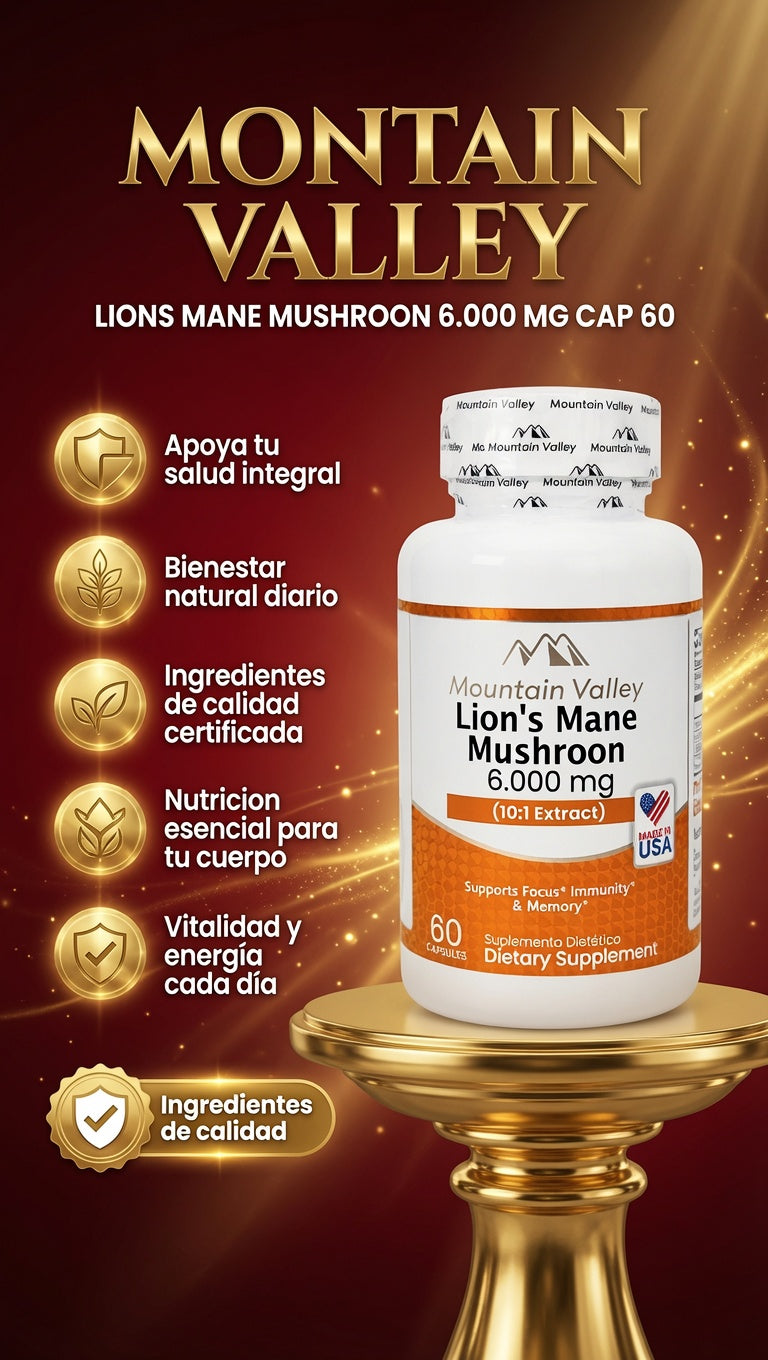 LIONS MANE MUSHROON 6.000 MG CAP 60 MONTAIN VALLEY ia_2
