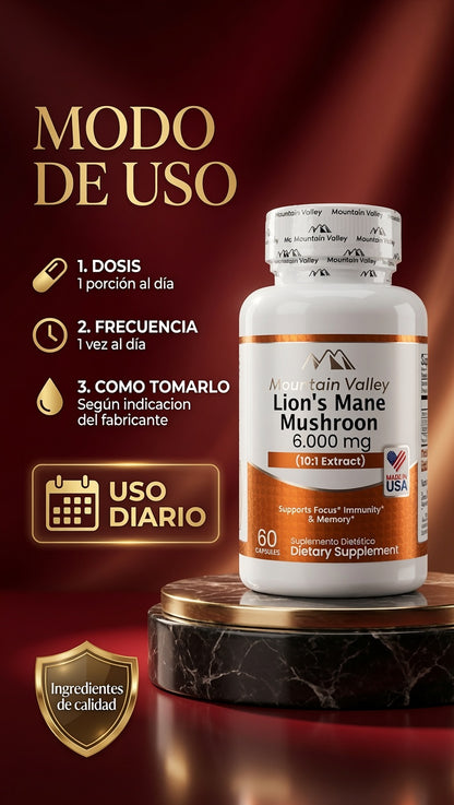 LIONS MANE MUSHROON 6.000 MG CAP 60 MONTAIN VALLEY ia_4