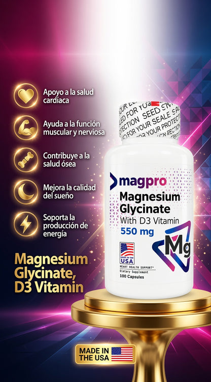 MAGNESIUM GLYCINATE 550 MG CAP X100 MAGPRO ia_2