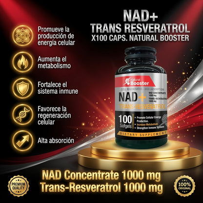 NAD+ TRANS RESVERATROL X100 CAPS. NATURAL BOOSTER ia_2