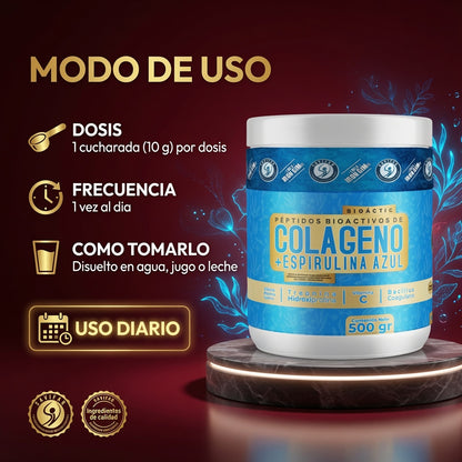 BIOACTIVOS COLAGENO + ESPIRULINA AZUL TARRO X500 GR SAVIFAR ia_4