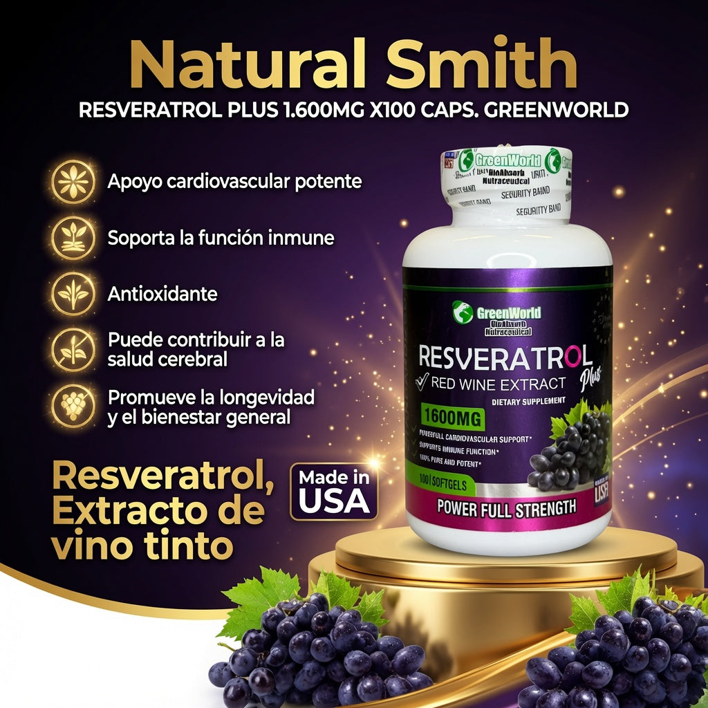 RESVERATROL PLUS 1.600MG X100 CAPS. GREENWORLD ia_2