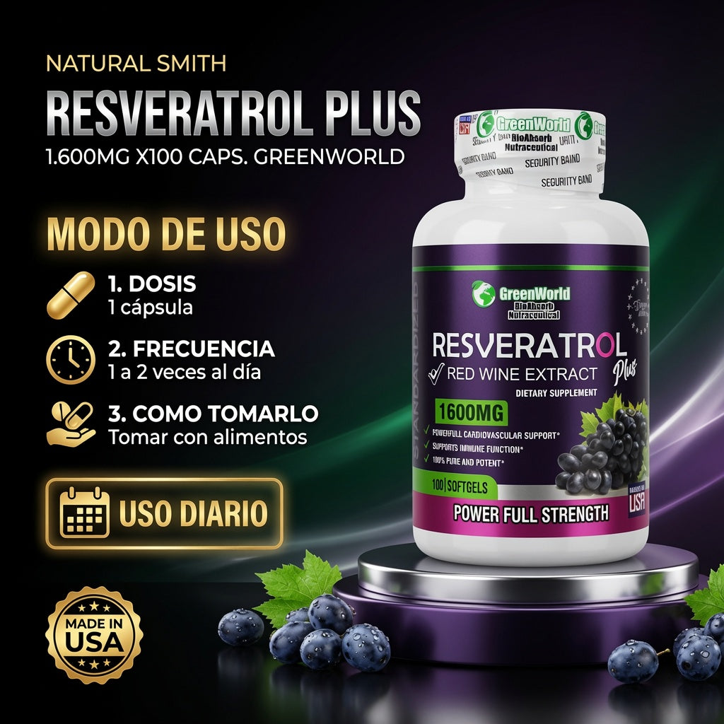 RESVERATROL PLUS 1.600MG X100 CAPS. GREENWORLD ia_4