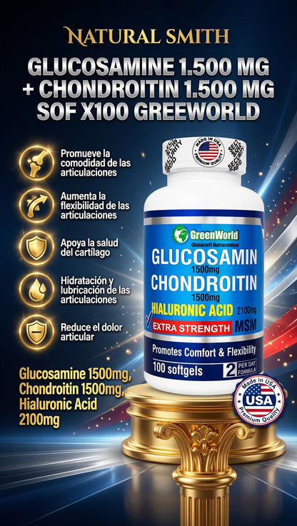 GLUCOSAMINE 1.500 MG + CHONDROITIN 1.500 MG SOF X100 GREEWORLD ia_2