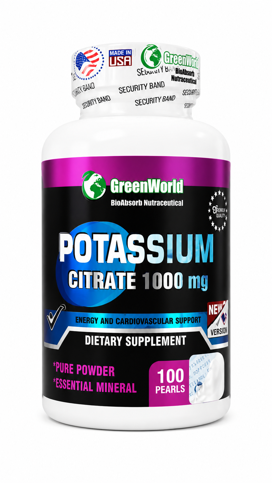 POTASSIUM CITRATE 1.000MG X100 CAPS. GREENWORLD principal