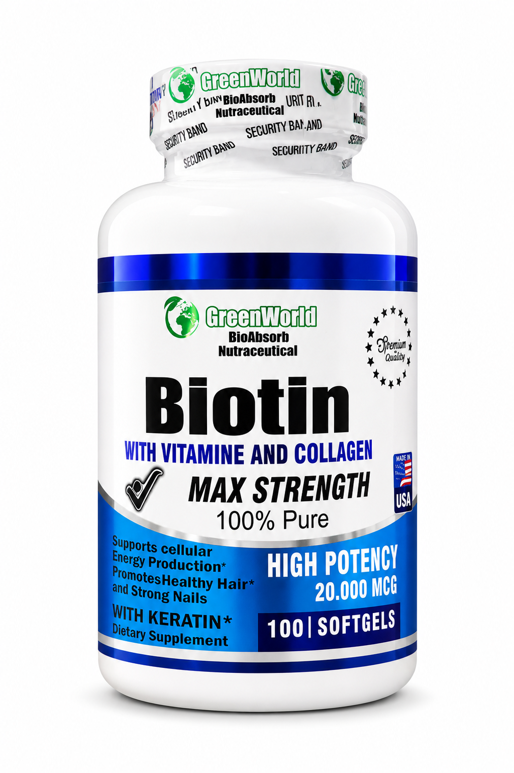 BIOTIN AND COLLAGEN CAP X100 GREENWORLD principal