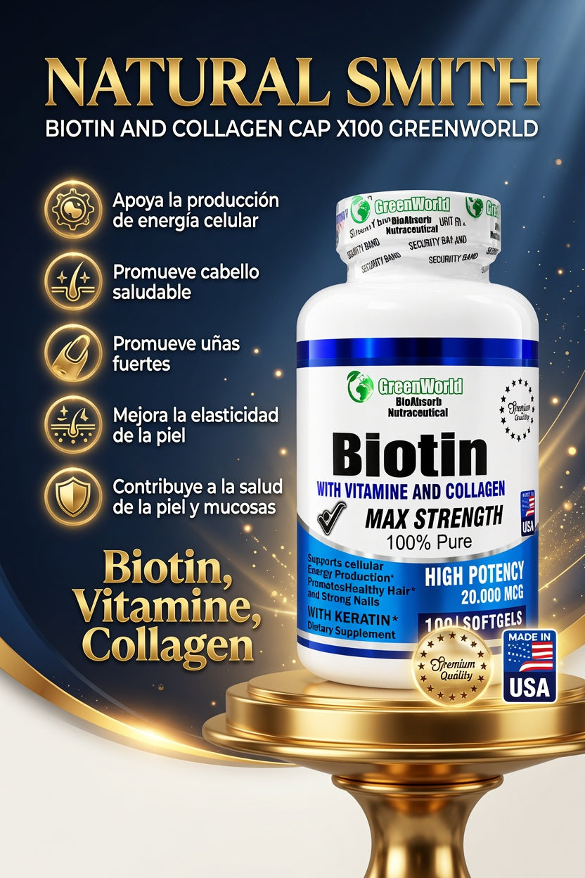 BIOTIN AND COLLAGEN CAP X100 GREENWORLD ia_2
