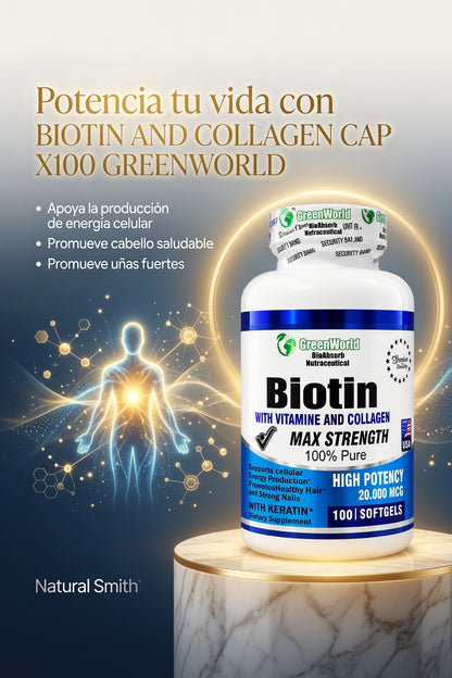 BIOTIN AND COLLAGEN CAP X100 GREENWORLD ia_3