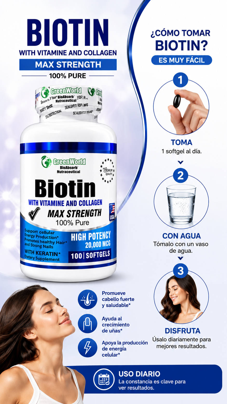 BIOTIN AND COLLAGEN CAP X100 GREENWORLD ia_4