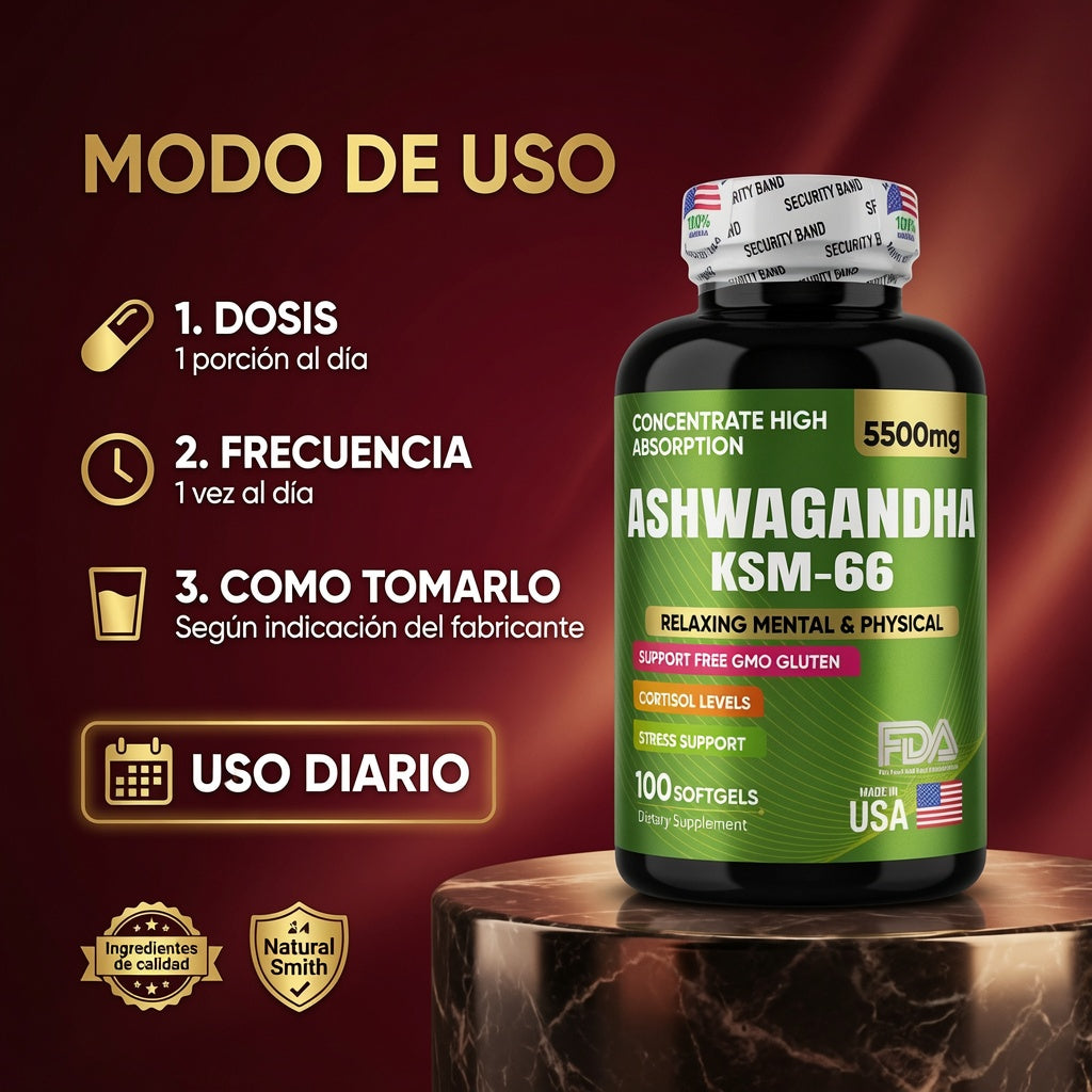 ASHWANDHA 5.500 MG  KSM-66 X100 NATURAL GREENSOFG ia_4
