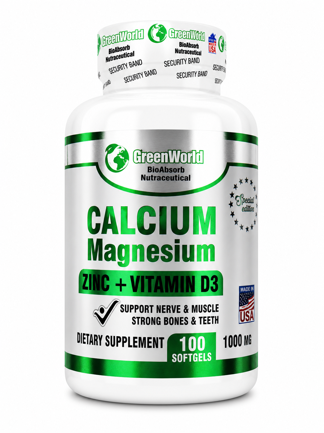 CALCIUM MAGNESIUM X100 CAPS. GREENWORLD principal