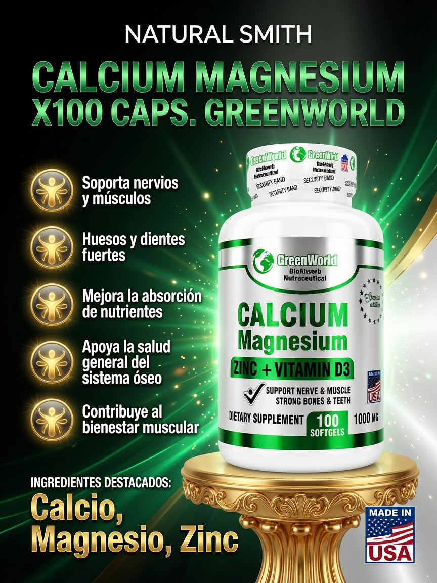 CALCIUM MAGNESIUM X100 CAPS. GREENWORLD ia_2