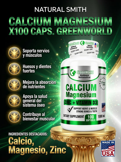 CALCIUM MAGNESIUM X100 CAPS. GREENWORLD ia_2
