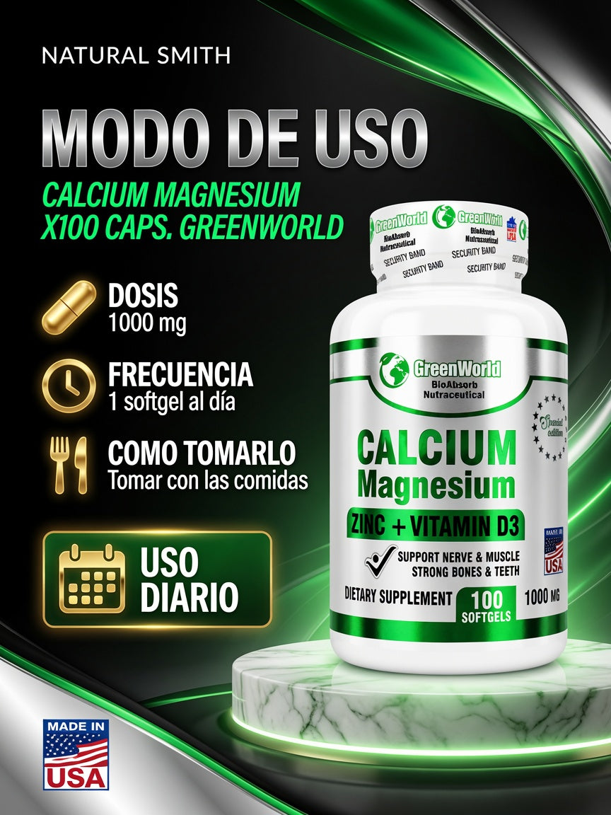 CALCIUM MAGNESIUM X100 CAPS. GREENWORLD ia_4
