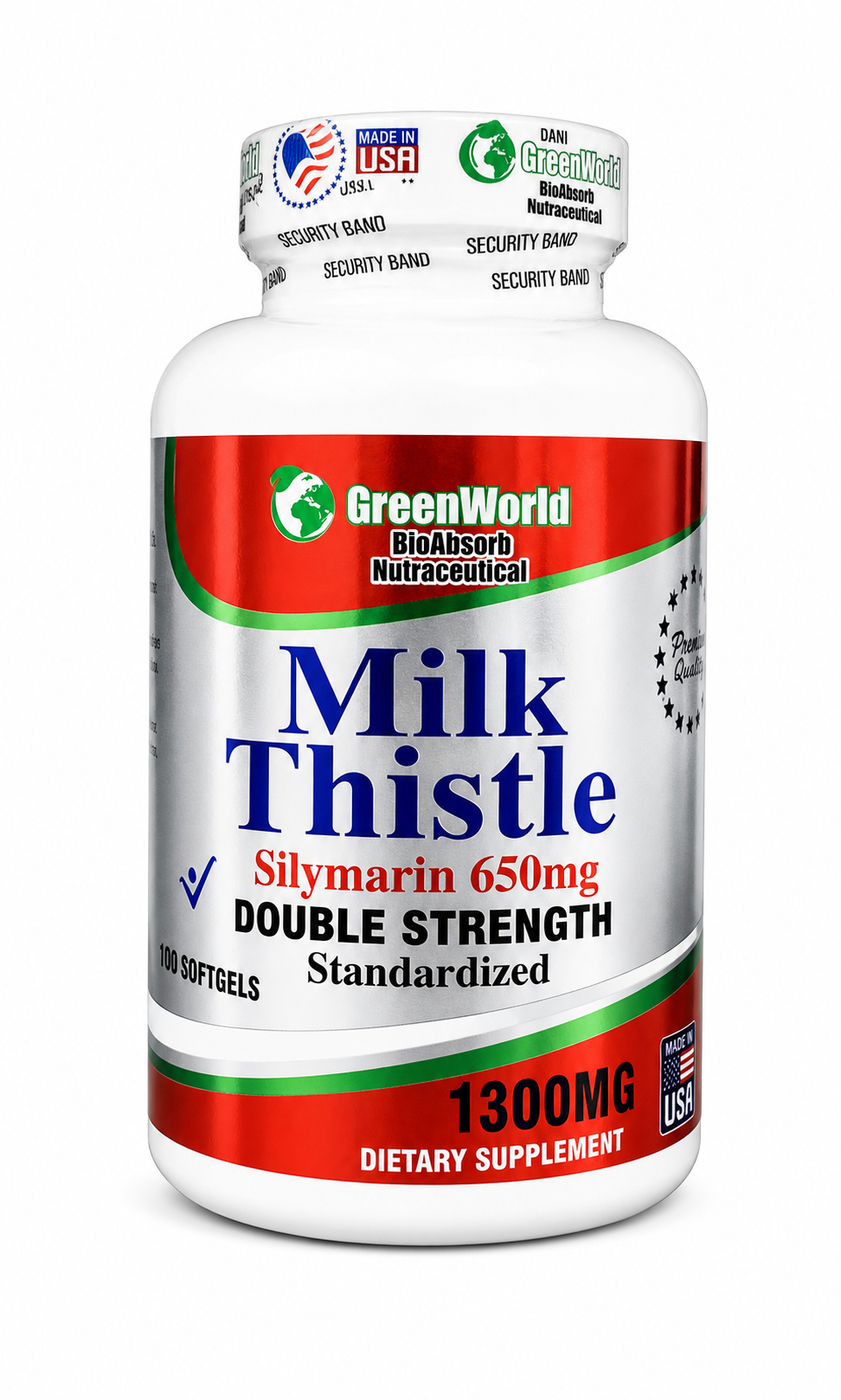 MILK THISTLE 1300MG X100 CAPS. GREENWORLD principal