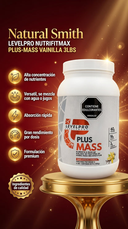 PLUS-MASS VAINILLA 3LBS LEVELPRO NUTRIFITMAX ia_2