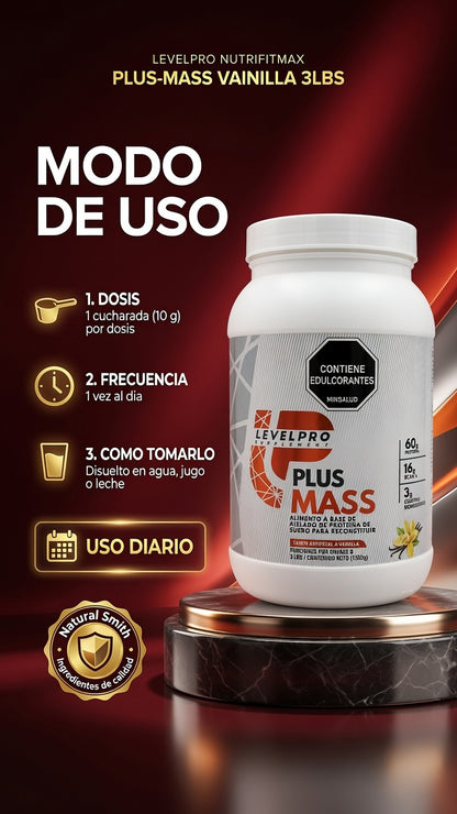 PLUS-MASS VAINILLA 3LBS LEVELPRO NUTRIFITMAX ia_4