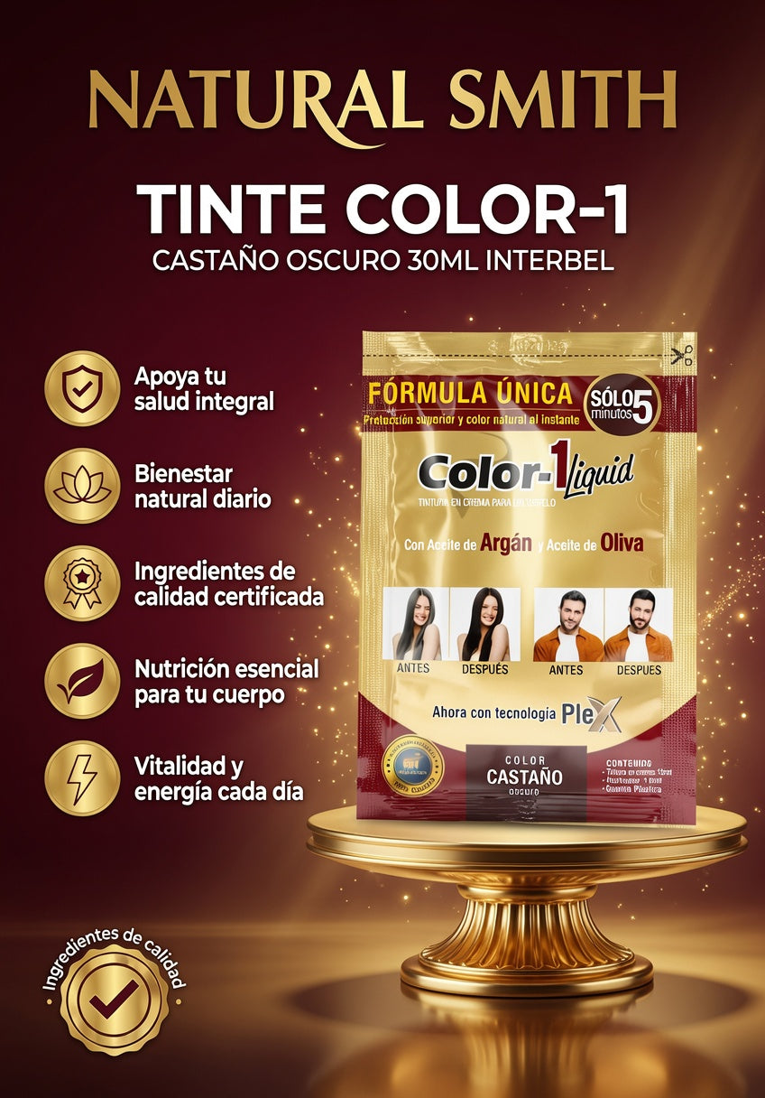 TINTE COLOR-1 CASTAÑO OSCURO 30ML INTERBEL ia_2