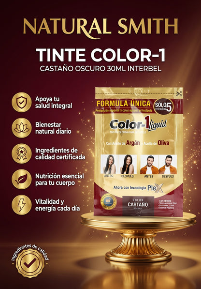 TINTE COLOR-1 CASTAÑO OSCURO 30ML INTERBEL ia_2