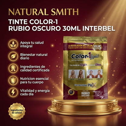 TINTE COLOR-1 RUBIO OSCURO 30ML INTERBEL ia_2