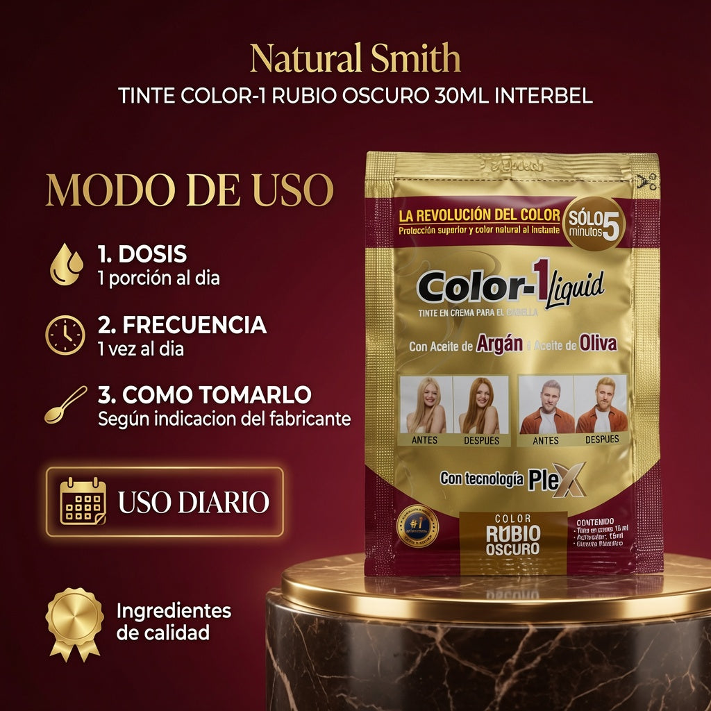 TINTE COLOR-1 RUBIO OSCURO 30ML INTERBEL ia_4