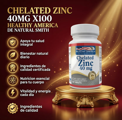 CHELATED ZINC 40MG X100 HEALTHY AMERICA ia_2