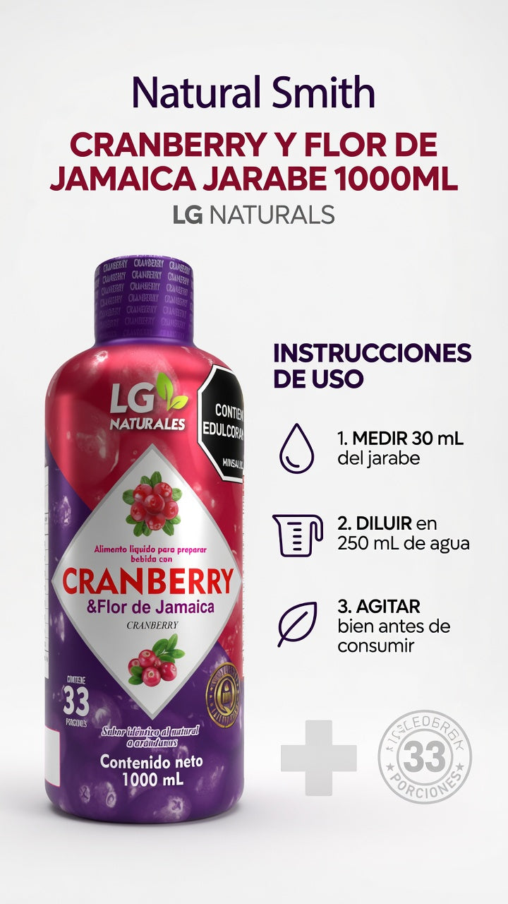 CRAMBERRY Y FLOR DE JAMAICA JARABE 1000ML. LG NATURALS ia_4