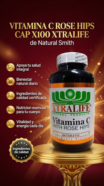 VITAMINA C ROSE HIPS CAP X100 XTRALIFE ia_2
