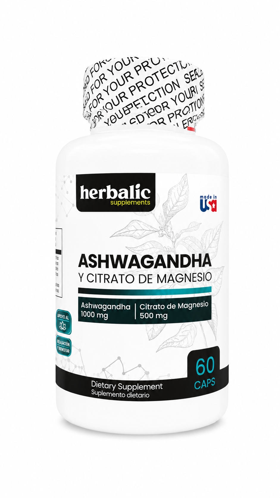 ASHWAGANDHA Y CITRATO DE MAGNESIO CAP X60 HERBALIC principal
