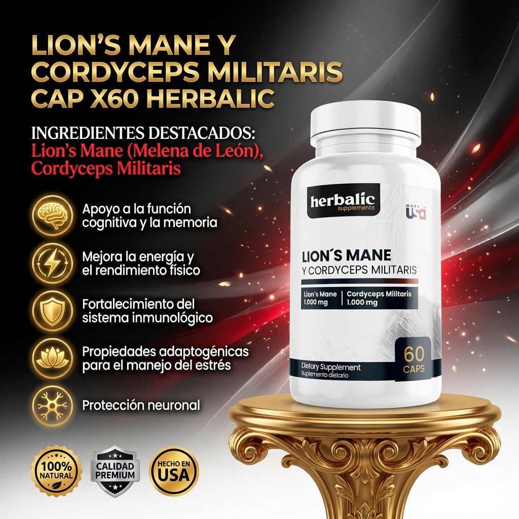 LIONS MANE Y CORDYCEPSMILITARIS CAP X60 HERBALIC ia_2