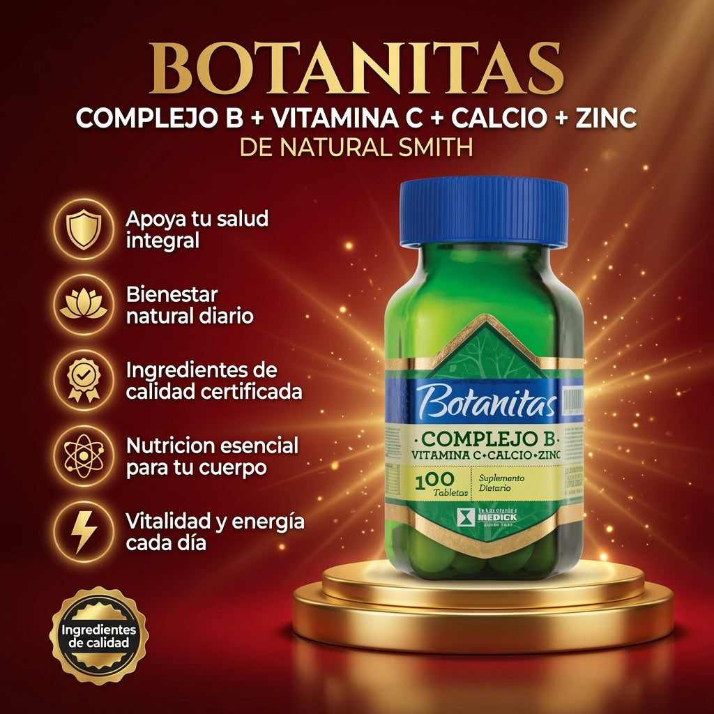 COMPLEJO B + VITAMINA C + CALCIO + ZINC BOTANITAS ia_2