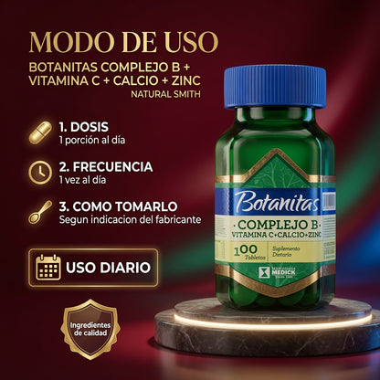 COMPLEJO B + VITAMINA C + CALCIO + ZINC BOTANITAS ia_4