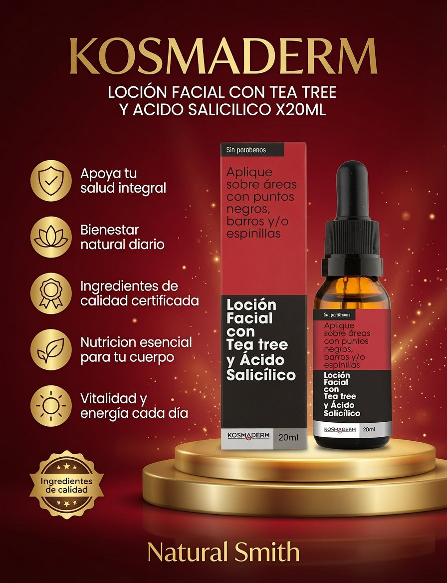 LOCION FACIAL CON TEA TREE Y ACIDO SALICILICO X20ML KOSMADERM ia_2