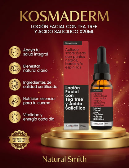 LOCION FACIAL CON TEA TREE Y ACIDO SALICILICO X20ML KOSMADERM ia_2