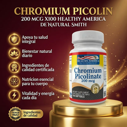 CHROMIUM PICOLIN 200 MCG X100 HEALTHY AMERICA ia_2