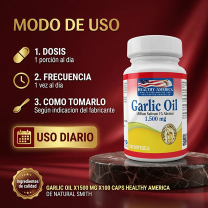GARLIC OIL X1500 MG X100 CAPS HEALTHY AMERICA ia_4