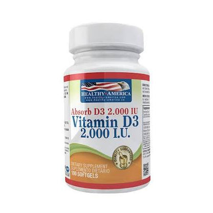 VITAMIN D3 2000IU X100 CAPS. HEALTHY AMERICA principal
