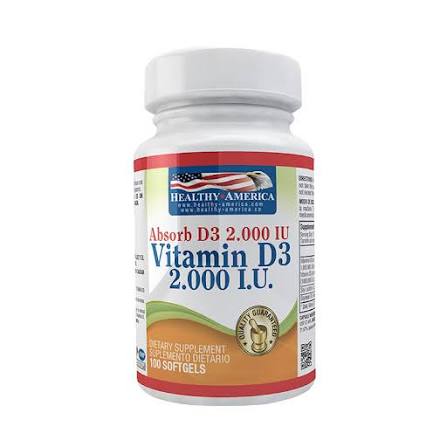 VITAMIN D3 2000IU X100 CAPS. HEALTHY AMERICA principal